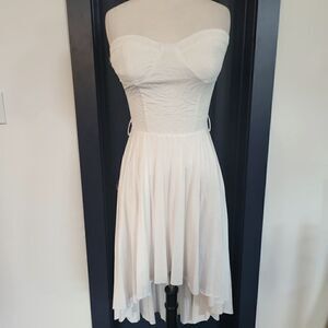 White Strapless High Low Dress Size S